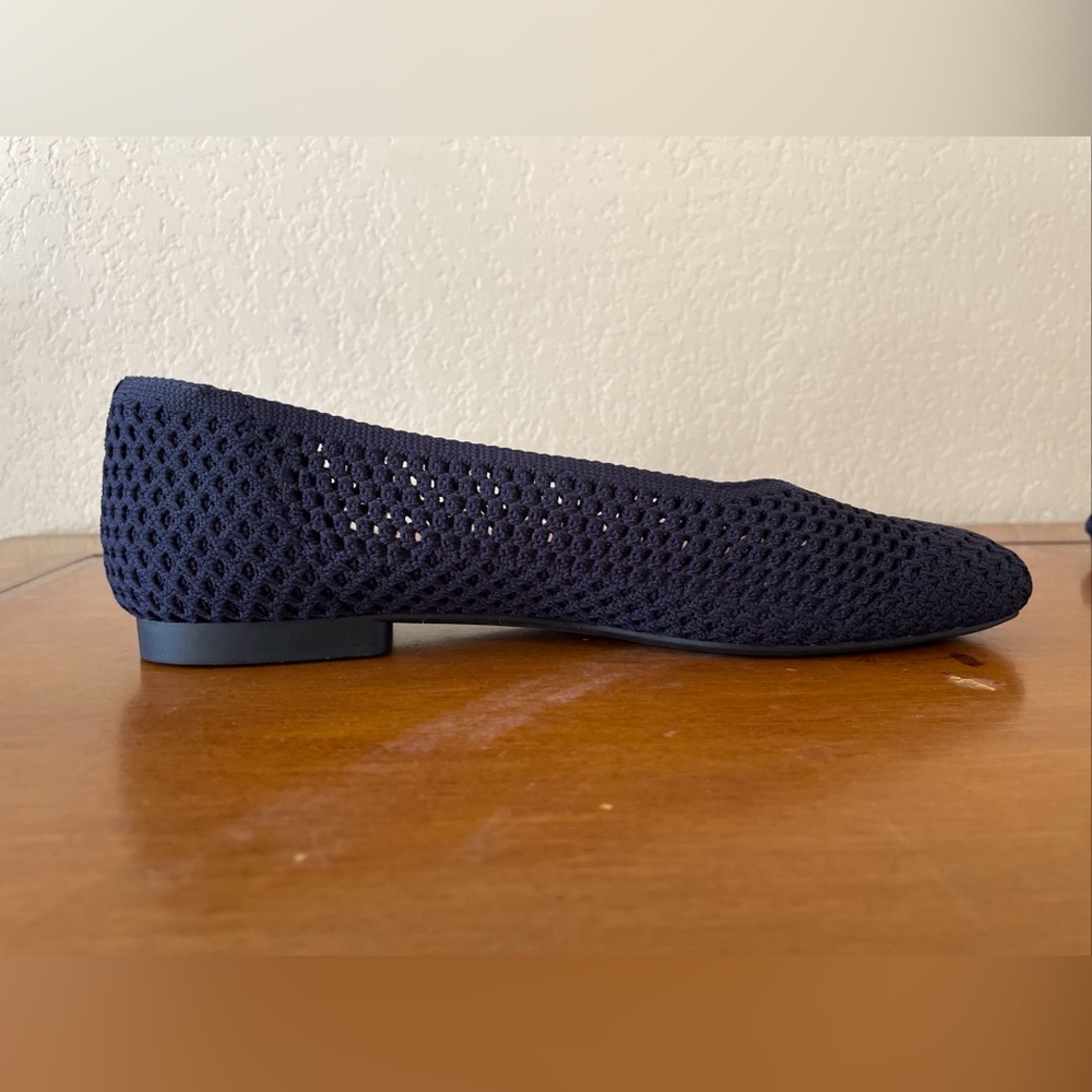 Vivaia Margot Square Toe V-Cut Flats Navy Knit Shoes Size 37.5 US Sz 7 VGC - Picture 5 of 14